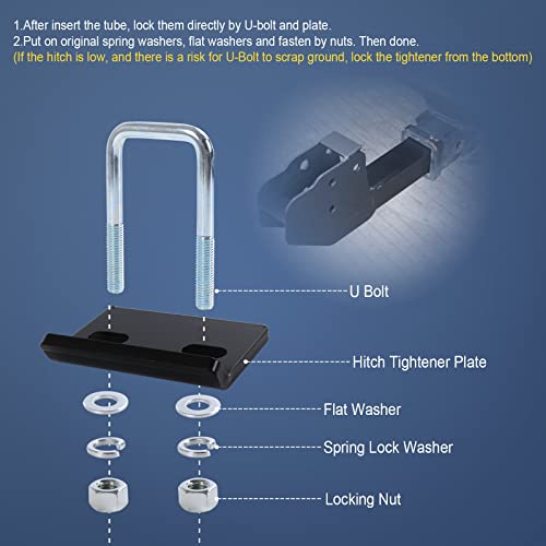 DICMIC Hitch Tightener, Stainless Steel Anti-Rattle Stabilizer for 1.25” and 2" Hitch Receiver, Long-Lasting U-Bolt for Safe Transportation