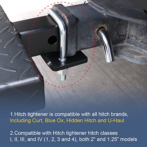 DICMIC Hitch Tightener, Stainless Steel Anti-Rattle Stabilizer for 1.25” and 2" Hitch Receiver, Long-Lasting U-Bolt for Safe Transportation