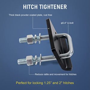 DICMIC Hitch Tightener, Stainless Steel Anti-Rattle Stabilizer for 1.25” and 2" Hitch Receiver, Long-Lasting U-Bolt for Safe Transportation