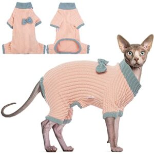 DENTRUN Sphynx Hairless Cats Warm Winter Sweater Cute Pullover High Elasticity Kitten Shirts Breathable Cat Leisure Wear Turtleneck Vest Adorable Cat's Clothes Jacket Pajamas Jumpsuit