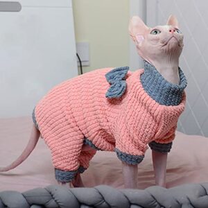 DENTRUN Sphynx Hairless Cats Warm Winter Sweater Cute Pullover High Elasticity Kitten Shirts Breathable Cat Leisure Wear Turtleneck Vest Adorable Cat's Clothes Jacket Pajamas Jumpsuit