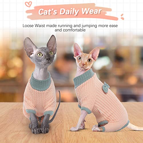 DENTRUN Sphynx Hairless Cats Warm Winter Sweater Cute Pullover High Elasticity Kitten Shirts Breathable Cat Leisure Wear Turtleneck Vest Adorable Cat's Clothes Jacket Pajamas Jumpsuit