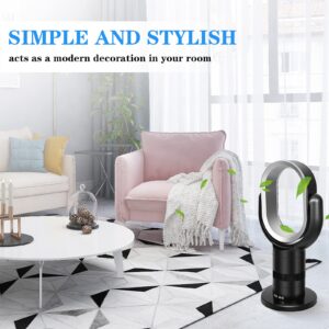 Simple Deluxe Medium size portable bladeless fan, small table fan, 10 speeds settings, 10-hour timing closure bladeless fan, stylish and modern fan, low noise, lightweight, 24 inches, black