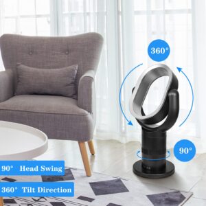 Simple Deluxe Medium size portable bladeless fan, small table fan, 10 speeds settings, 10-hour timing closure bladeless fan, stylish and modern fan, low noise, lightweight, 24 inches, black