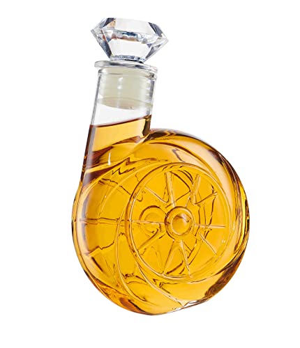 NIASKI Glass Whiskey Decanter,Lead-Free Crystal Decanter&Glass for Scotch Bourbon Vodka, for Wedding Party Bar,500ml