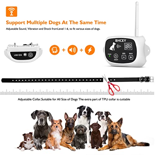 BHCEY Wireless Dog Fence,2023 Electric Fence System for Stubborn Dog,Wireless Dog Boundary Containment System,Rechargeable Collar,Large Signal Range of 80-1640ft,Suitable for Large & Small Dogs