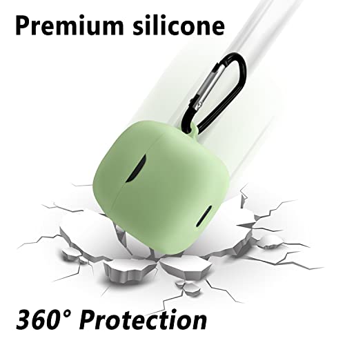 Geiomoo Silicone Case Compatible with JBL Tune 220TWS, JBL Tune 225TWS, Flexible Protective Cover with Carabiner (Green-1)