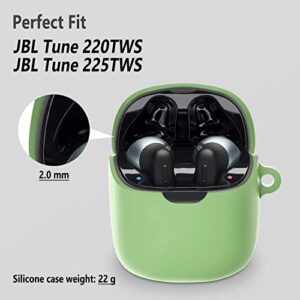 Geiomoo Silicone Case Compatible with JBL Tune 220TWS, JBL Tune 225TWS, Flexible Protective Cover with Carabiner (Green-1)