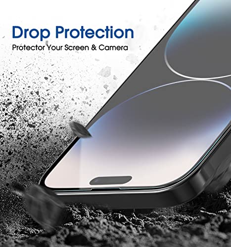 amFilm Screen Protector OneTouch Compatible with iPhone 14 Pro Max 6.7", Dynamic Island Compatible- with Easy Installation Kit, Full Coverage Case Friendly, Tempered Glass, 2 Pack