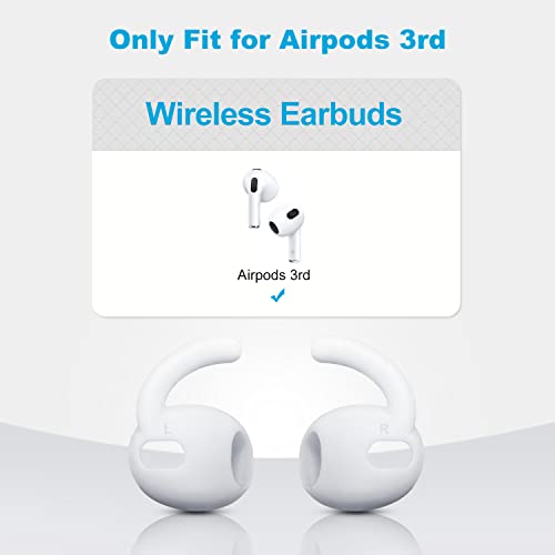 Acediar Two Pairs of AirPods 3 Ear Hooks Covers Fits for AirPods 3 Anti-Slip Ear Covers Accessories Running, Jogging, Cycling (White)