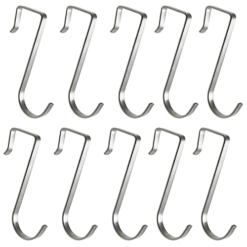 Hanging Hook FMHXG 10PCS S Shaped Stainless Steel Hooks Clips Metal Hangers Hanging Hooks for DIY Crafts, Hanging Jewelry, Key Chain, Tags, Fishing Lure, Net Equipment, Clip-on Hook