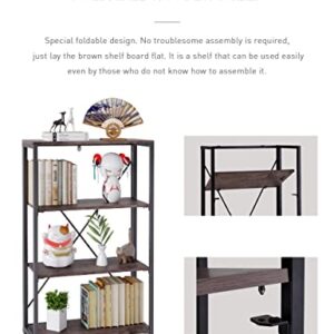 Bookshelf,3-Tier Folding Bookcase,Industrial Book Shelf,Rustic Wood Storage Shelves,Tall Bookshelf,Shelves For Bedroom,Office,Kitchen,Living Room,Study Room,No Assembly Folding Bookshelf,Black