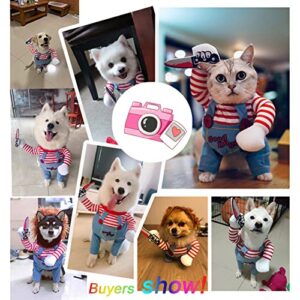 Pet Deadly Doll Dog Costume, Novelty Dog Cosplay Funny Halloween Costumes, Cute Dog Clothes for Small Medium and Large Dogs Cats Puppy, Party Dress Up Cool Dog Outfit Scary and Spooky Apparel