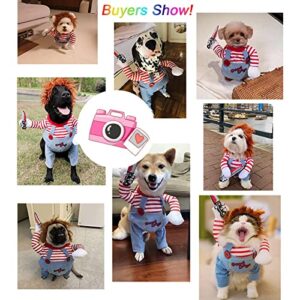 Pet Deadly Doll Dog Costume, Novelty Dog Cosplay Funny Halloween Costumes, Cute Dog Clothes for Small Medium and Large Dogs Cats Puppy, Party Dress Up Cool Dog Outfit Scary and Spooky Apparel