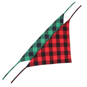 2 Pcs Dog Bandana Christmas Pet Triangle Scarf Accessories Bibs Red Green Black Plaid