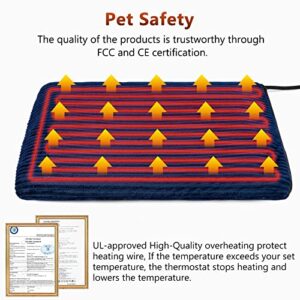 GASUR Heated Cat Bed, Waterproof Electric Pet Heating Pad for Dogs Cats with Timer, Dog Cat Bed for Winter with Temperature Adjustable,Auto Power-Off,Anti-bite Heated Pet Bed Indoor for Whelping Box