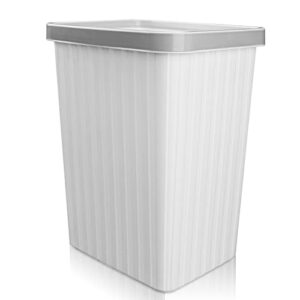 eooch 2 gallon slim trash can with pressing ring, plastic wastebasket garbage container bin for bathroom, kitchen, bedroom, office,white