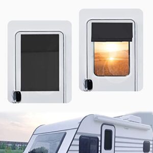 rv door window shade (16" w x 26" l) with velcro,rv blackout door window curtain, uv rays protection camper trailer door window cover, washable thickened polyester (black)