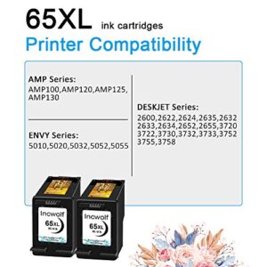 INCWOLF Remanufactured Ink Cartridge Replacement for 65XL Ink for Envy 5055 5052 5070 DeskJet 3755 2655 3720 3722 3723 3730 3732 3752 3758 2652 2624 Printer (2B)