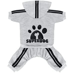 lontepet dog hoodie 4 legs jumpsuit for small dogs puppy clothes dog pullover sweatshirt cotton doggie winter coat cat apparel (x-small, grey)