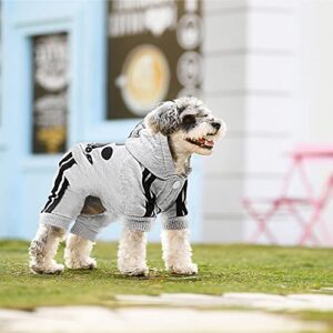 LONTEPET Dog Hoodie 4 Legs Jumpsuit for Small Dogs Puppy Clothes Dogs Pullover Sweatshirt Cotton Doggie Winter Coat Cat Apparel (XX-Small, Grey)