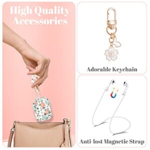 KINGXBAR AirPods Pro 2nd Generation & AirPods Pro 1st Case Cover for Women Girls Cute Floral Bling Soft Protective Cover with Keychain for Apple AirPods Pro Charging Case Rabbit