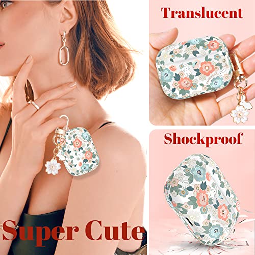 KINGXBAR AirPods Pro 2nd Generation & AirPods Pro 1st Case Cover for Women Girls Cute Floral Bling Soft Protective Cover with Keychain for Apple AirPods Pro Charging Case Rabbit