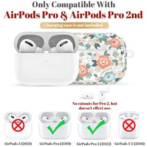 KINGXBAR AirPods Pro 2nd Generation & AirPods Pro 1st Case Cover for Women Girls Cute Floral Bling Soft Protective Cover with Keychain for Apple AirPods Pro Charging Case Rabbit