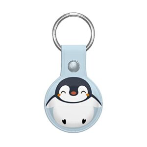 cute airtags case airtag keychain airtag holder airtag key ring pu for apple airtags penguin