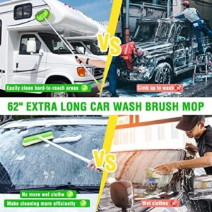 Lezcufer 17Pcs Car Wash Kit,62" Car Wash Brush Mop with Long Handle,Car Cleaning Kit,Car Detailing Brush Set,Car Wash Bucket with Dirt Trap,Car Wheel Brush,Complete Interior Car Cleaning Supplies