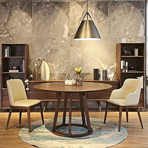 SUSUO Minimalist Walnut Ash Dining Table Round with Round Pedestal Base, 51.2" inches Mid-Century Modern Classic Furniture Solid Wood Dining Table Kitchen Table