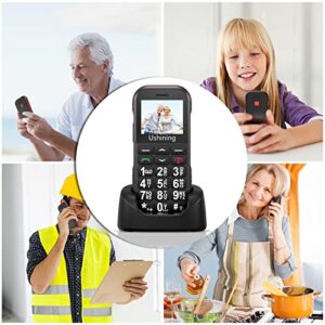 USHINING 4G LTE Unlocked Senior Cell Phone 1800mAh Battery Type-C Charger Seniors Feature Phone SOS Calling Basic Phone for Elderly Unlocked Feature Cell Phone with Charging Dock(Black)