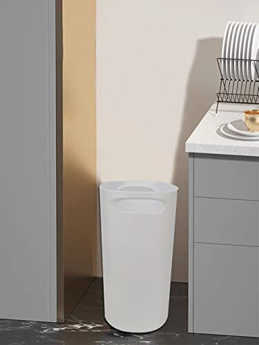 Feiupe Small Wastebasket, 2.6 Gallon Small Trash Can Bathroom Wastebasket Garbage Can for Kitchen Office Bathroom Bedroom (Pack of 2, White+Gray)