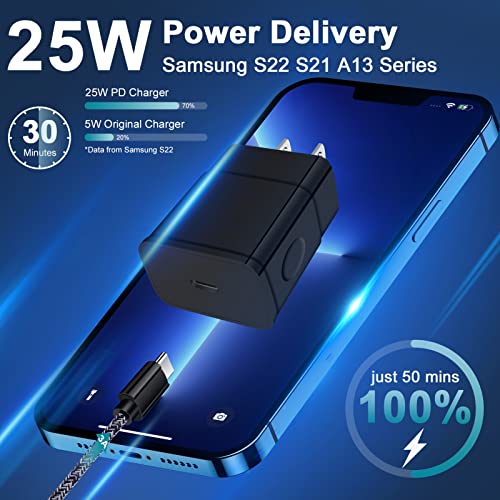 USB C Wall Charger,Super Fast Samsung A14 5G A54 S23 z fold 5 4 Charger Cube 25W for Samsung Galaxy z flip 5 4 S22 Ultra S21FE S20 A03S A13 A53 A34,Type C Android Charging Brick Box Base Power Adapter