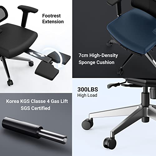 Newtral First Ergonomic Chair Adaptive Lower Back Support for Office, Reduces Lumbar 50% Pressure, auto Chasing Mechanism, Adjustable Headrest&Footrest, 4D Mesh, Black