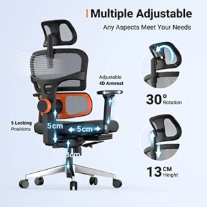 Newtral First Ergonomic Chair Adaptive Lower Back Support for Office, Reduces Lumbar 50% Pressure, auto Chasing Mechanism, Adjustable Headrest&Footrest, 4D Mesh, Black