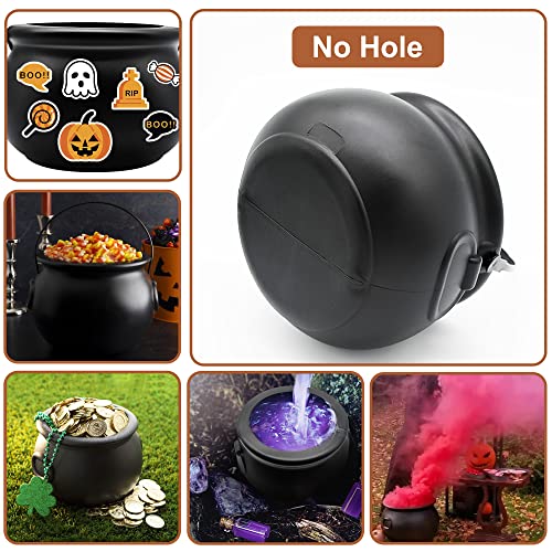 SpinLaLa 8" Plastic Black Cauldron Kettle Halloween Candy Bowl, Large Witch Cauldron Pot Bucket for Halloween Decorations Trick or Treat Party Supplies