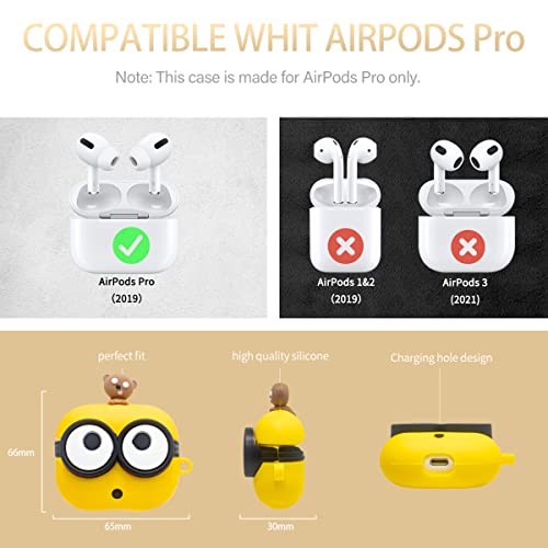 FREEOL Cute Anime Big Eyes Bob Airpods Pro Case, 7 in 1 Airpods Pro Silicone Accessories Protective Cover, 3D Fashion Fun Cartoon Character Design Airpods kin with Keychain for Girls Women Kids Teens