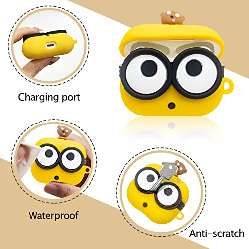 FREEOL Cute Anime Big Eyes Bob Airpods Pro Case, 7 in 1 Airpods Pro Silicone Accessories Protective Cover, 3D Fashion Fun Cartoon Character Design Airpods kin with Keychain for Girls Women Kids Teens