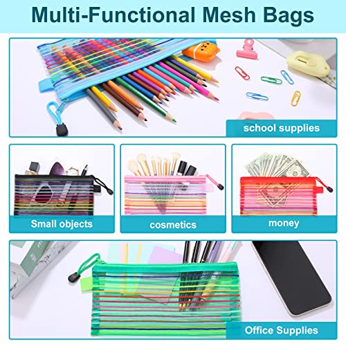 120 Pack Zipper Mesh Pouch Multicolor Pencil Pouch Mesh Bags with Zipper Mesh Cosmetics Bag Pencil Storage Pouch Multipurpose Mesh Toiletry Bag Travel Small Mesh Bag for Office School Travel Accessory