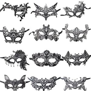 tihood 12pcs lace mask masquerade venetian eyemask halloween sexy woman lace mask for halloween masquerade carnival party costume ball