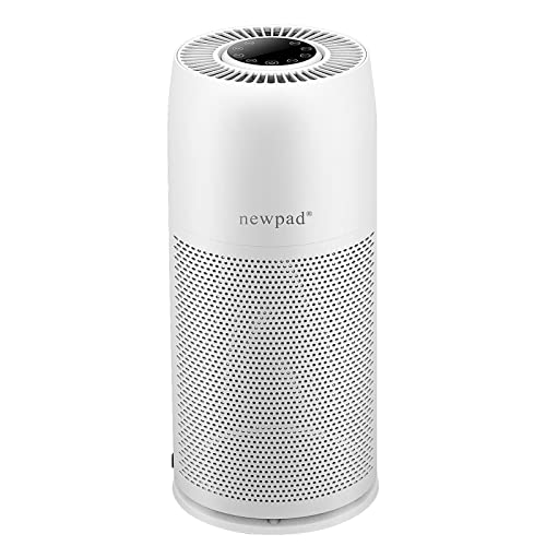 Air Purifiers for Home Large Room, NEWPAD HEPA Quiet Air Purifiers for Bedroom, Air Cleaner with Active Carbon for Pets' Dander, Dust, Smoke, Odors, Auto Mode, Child Lock,Timer, Night Light, White