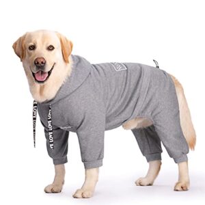dog hoodie winter coat for large medium dogs, pullover 4 legs dog warm coat hooded sweatshirt, dog fleece hoodie coat for winter cold weather (3x-large, grey)