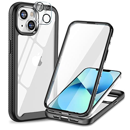 Bkrtondsy for iPhone 14 Case Full Body Protective Clear with Built-in Screen Protector & Camera Lens Protectors Fits Screen Perfectly Shockproof Dustproof Rugged Case for iPhone 14 6.1 2022