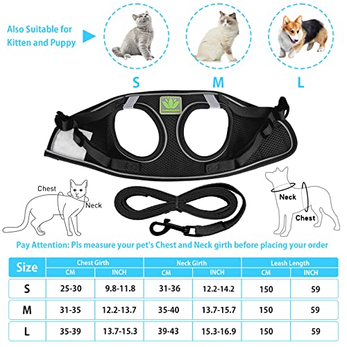 Cat Harness and Leash Set for Walking Escape Proof,Cute Pet Vest Harnesses for Small Dog Cat, Adjustable Soft Kitty Harness with Reflective Strap for Walking Training