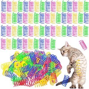 300 pcs cat spring toy, cat spiral toys interactive for indoor colorful cats plastic springs coil for kitten hunting, swatting, biting