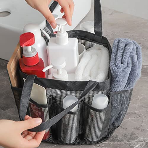 convinced8 Mesh Shower Caddy Basket, Mesh Totes-Shower Caddy Portable Bath & Toiletry Organizer-Bag with 8 Outer Pockets for College Dorm, Travel, Camping (Gray, One Size)