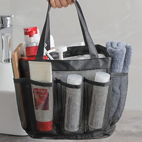 convinced8 Mesh Shower Caddy Basket, Mesh Totes-Shower Caddy Portable Bath & Toiletry Organizer-Bag with 8 Outer Pockets for College Dorm, Travel, Camping (Gray, One Size)