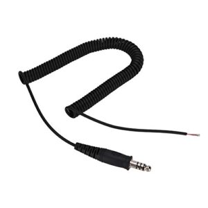 tyenaza coiled cord, helicopter headset cable, headset cable adapter, diy replacement cable spring adapter cord for helicopter headset u-174/u military connector