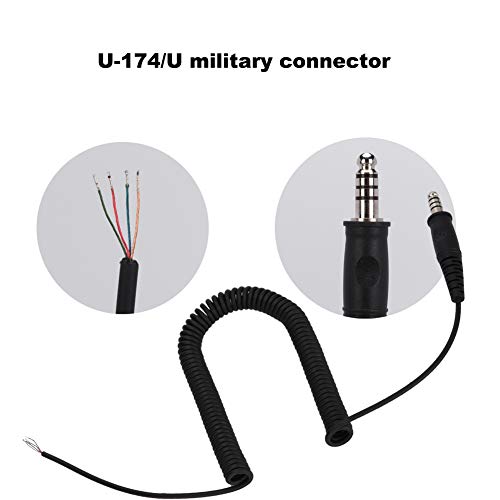 Tyenaza Coiled Cord, Helicopter Headset Cable, Headset Cable Adapter, DIY Replacement Cable Spring Adapter Cord for Helicopter Headset U-174/U Military Connector